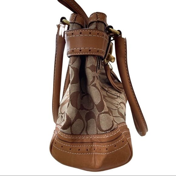 Vintage Coach Hampton Signature Jacquard Brown & Tan Satchel C0773-10507 - Picture 7 of 14